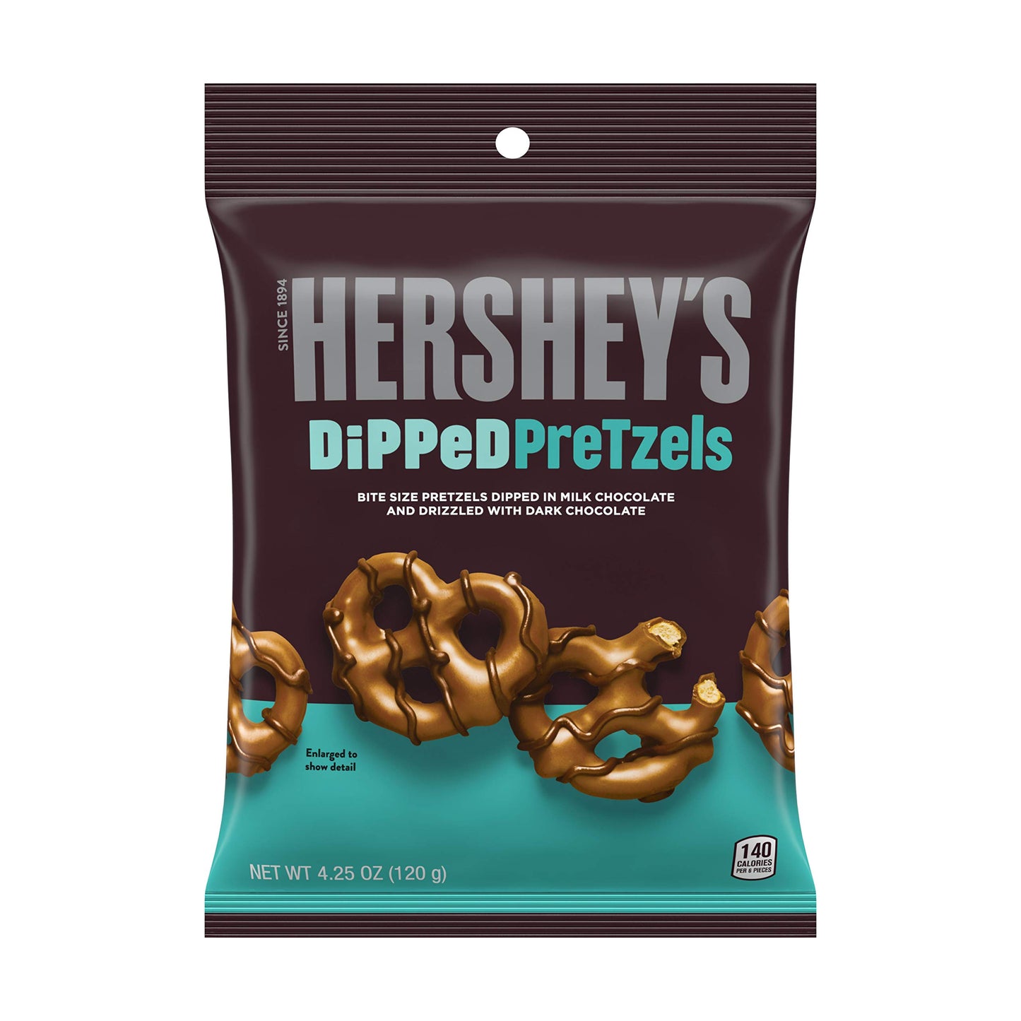 Hershey's Dipped Pretzels, 4.25 oz. Bags, Case of 12 (Milk Chocolate)