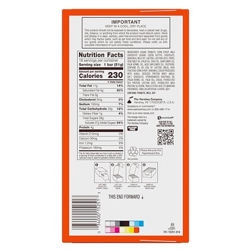 REESE'S FAST BREAK Peanut Butter Nougat Candy Bars, 1.8 oz (Pack of 18)