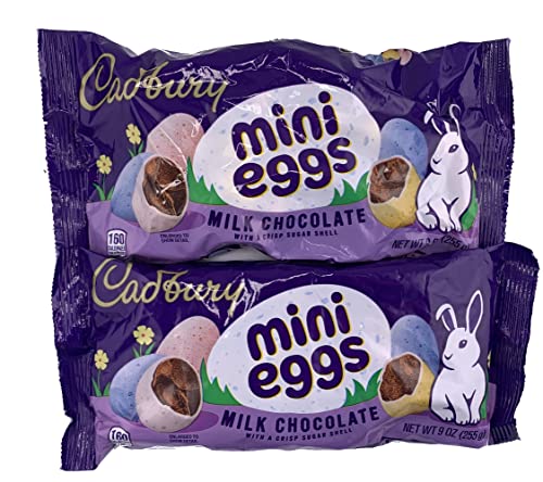 Cadbury Mini Eggs Milk Chocolate Pack of 2 x 9oz Bags of Chocolate Easter Egg Candy by Inspired Candy.