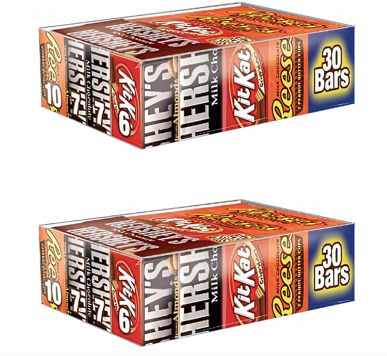 Hershey uxApzl Chocolate Candy Bar Variety Pack, HERSHEYS Milk Chocolate With Almonds, HERSHEYS Milk Chocolate, REESES Peanut Butter Cups, and KIT KAT Bars 30 Count Box (2 Pack)