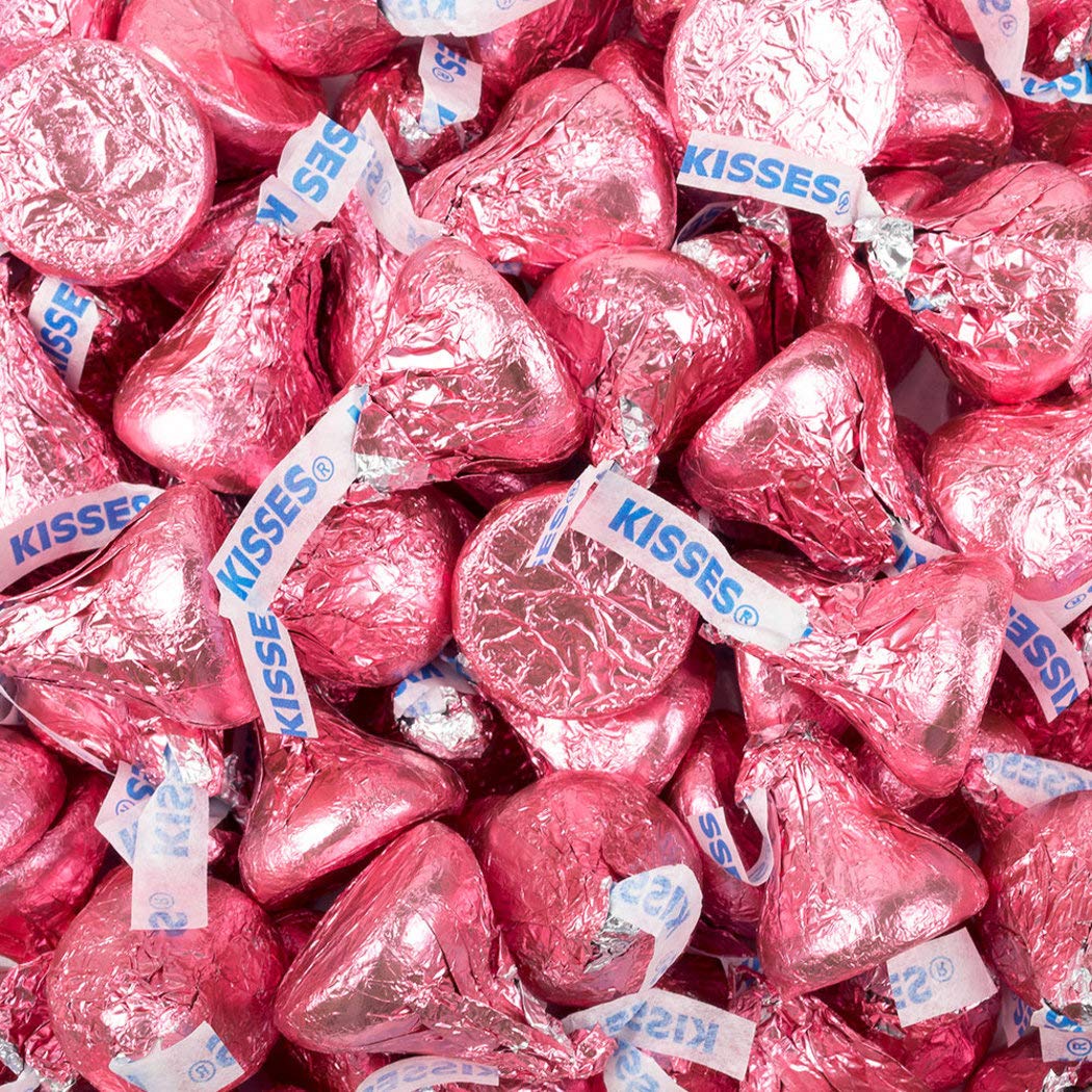Hershey's Kisses Milk Chocolate Pink Candy Kisses 5lb - Bulk Chocolate (Approx 500 pieces)