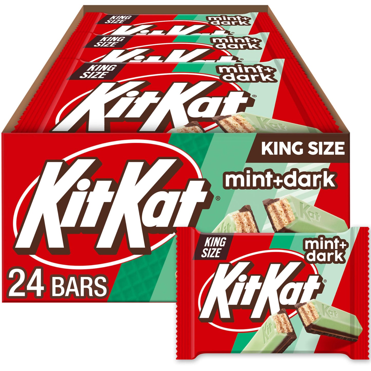 KIT KAT DUOS Dark Chocolate Mint Wafer King Size, Candy Bars, 3 oz (24 Count)