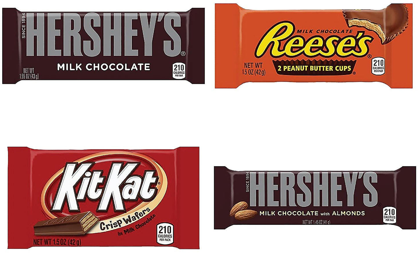 HERSHEY'S, KIT KAT and REESE'S Milk Chocolate Assortment Candy Bars, Individually Wrapped, 45 oz Bulk Value Pack (30 Piece)