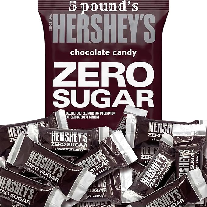 HERSHEYS Zero Sugar Chocolate Candy Assorted Milk Chocolate Caramel Bulk Bag