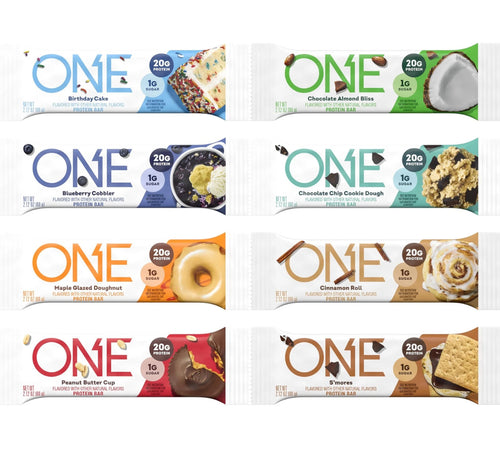 ONE Protein Bars, Sampler Variety Pack, Gluten Free with 20g Protein and 1g Sugar, Pantry Staples, 2.12 oz (8 Count)