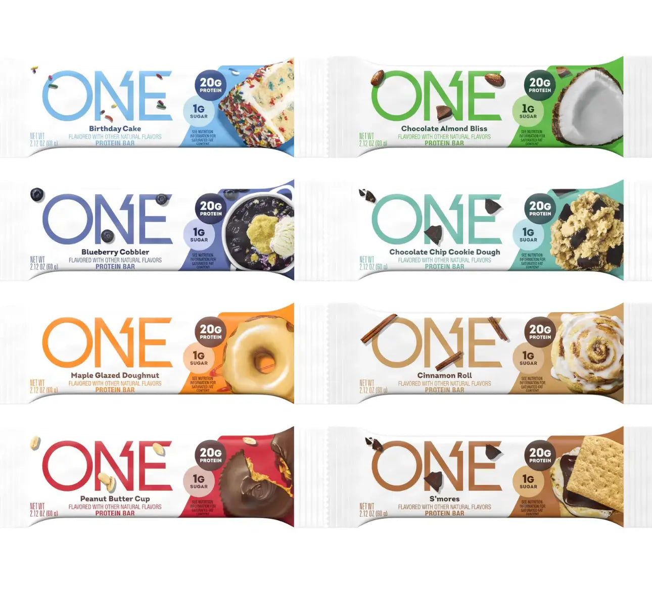 ONE Protein Bars Sampler 8 Pack | 20g Protein, 1g Sugar, Gluten-Free