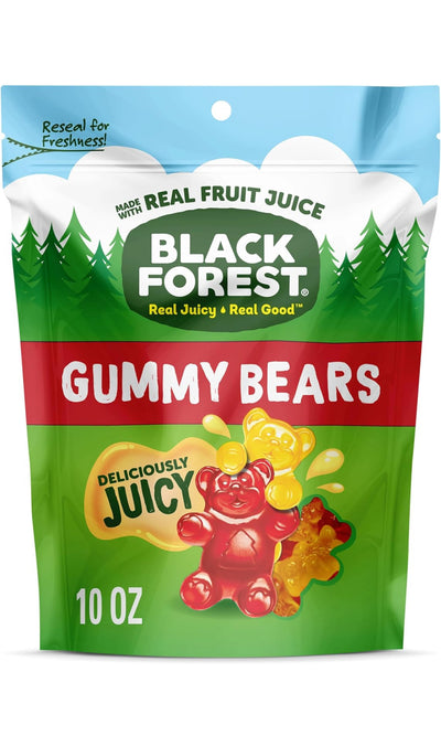 Black Forest Gummy Bears 10oz Bags | 6-Pack Case | Real Fruit Juice