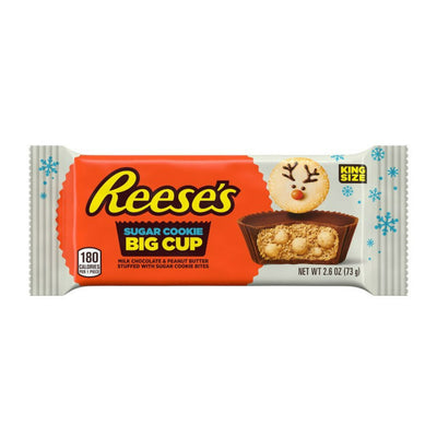 Reese's Big Cup Peanut Butter Sugar Cookie Milk Chocolate – Holiday King Size, 16 Pack (2.6 oz Each)