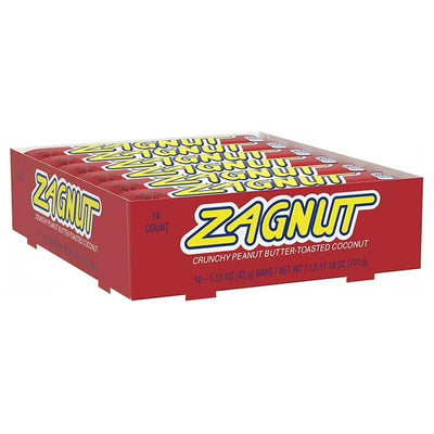 ZAGNUT Crunchy Peanut Butter & Toasted Coconut Candy Bars – 1.51 oz, 18 Count Box