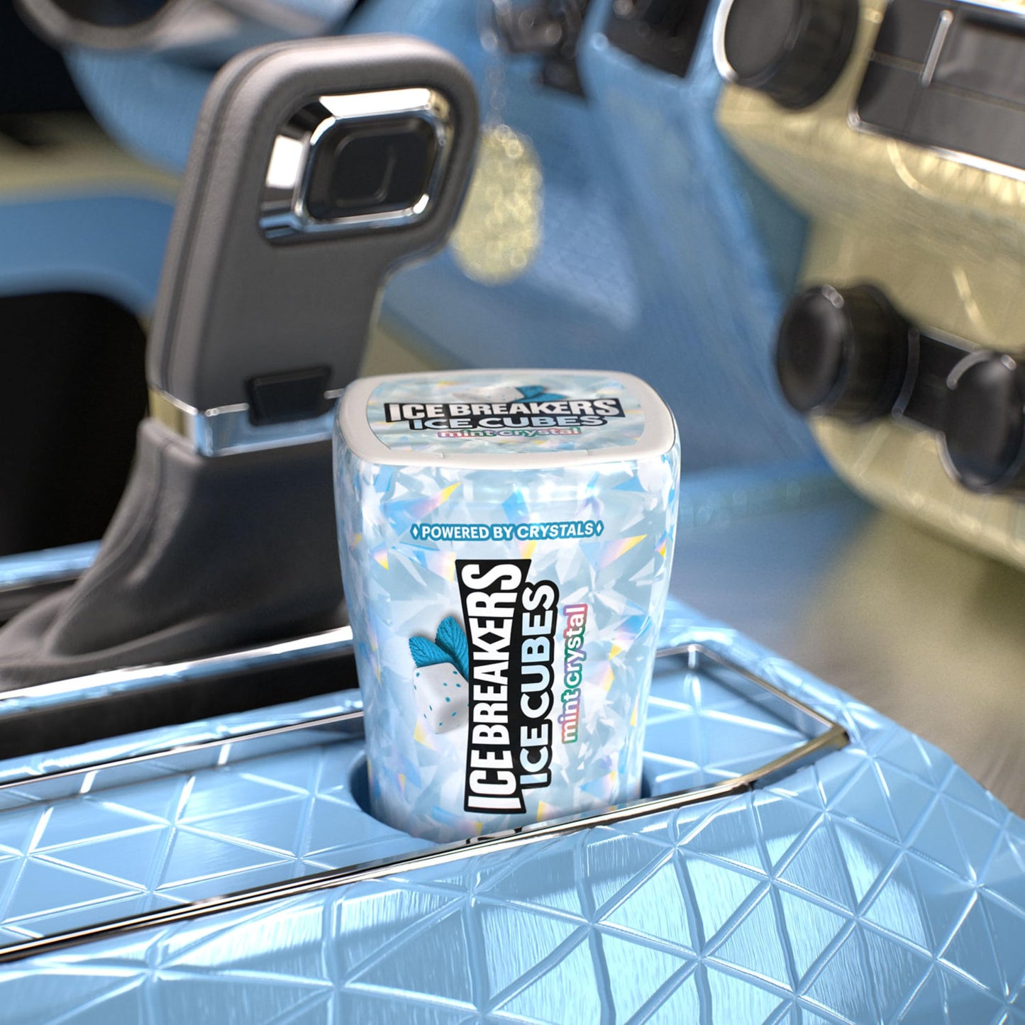 ICE BREAKERS Ice Cubes Mint Crystal Sugar Free Chewing Gum Bottles, 3.24 oz (6 Count, 40 Pieces)