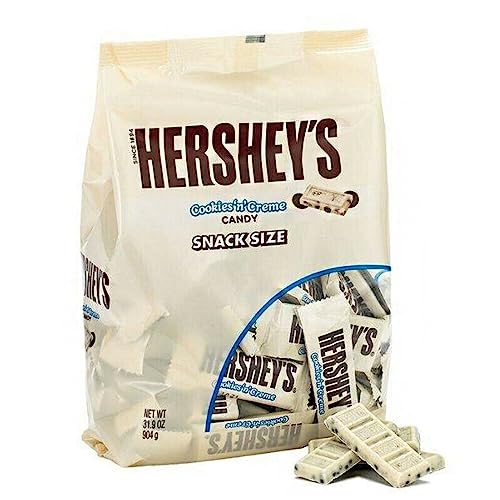 Hershey's Cookies 'n' Creme Snack Size Bars, White Milk Chocolate Candy Bars, 31.9 Oz / 2 Pounds