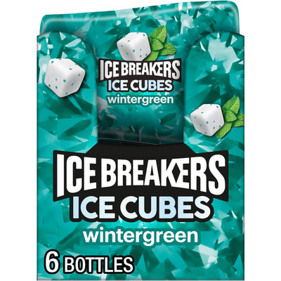ICE BREAKERS Ice Cubes Wintergreen Gum 6-Pack | Sugar Free, 40 Pieces