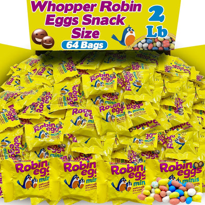 Whoppers Robin Eggs Candy – 64 Count Snack Size Milk Chocolate Malted Balls