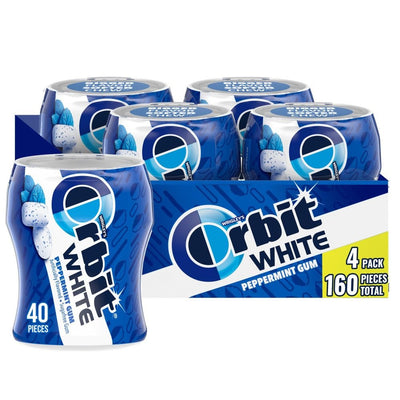 ORBIT White Peppermint Sugar-Free Gum 40-Piece Bottle Pack of 4 | Candy Heaven