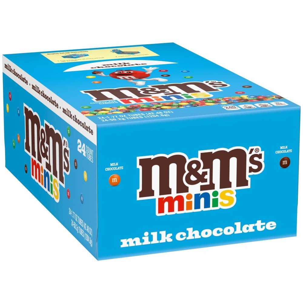 M&M'S Milk Chocolate Minis 24-Count Tubes 1.77 oz Bulk Pack | Candy Heaven