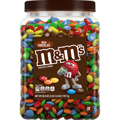 M&M'S Milk Chocolate Candy – Pantry Size Resealable Jar, 62 oz (3.88 lb)