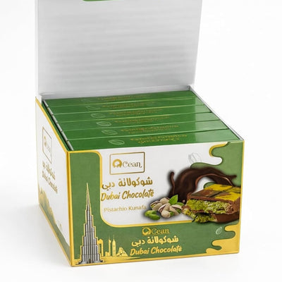 Pistachio Kunafa Dubai Chocolate Bars – 3.53 oz, Pack of 6 | Made in Dubai